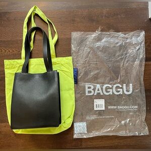 Baggu Medium Leather Retail Tote - Black